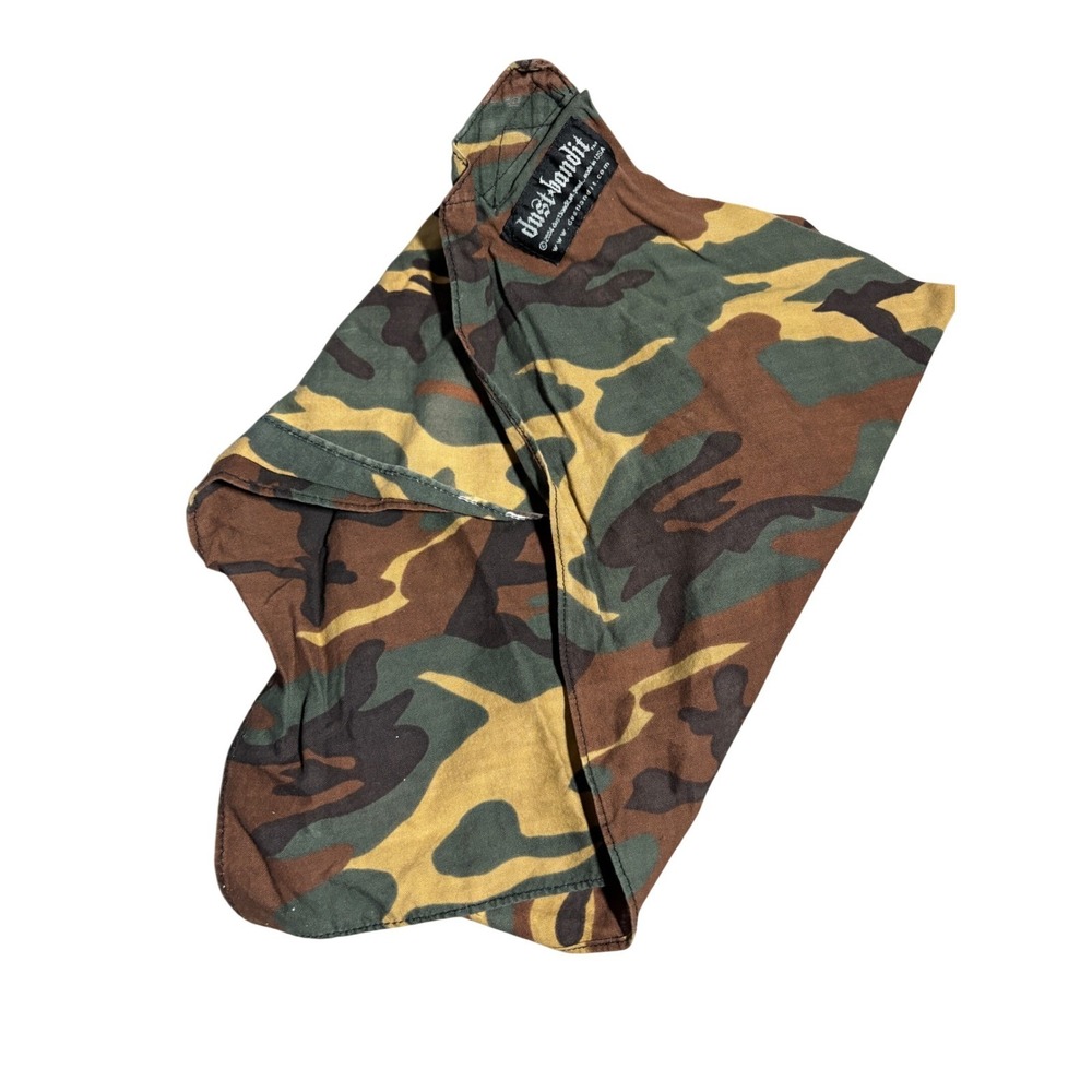 Dust Bandit Camo Face Mask Neck Gaiter Woodland Camouflage Hook Loop Closure USA